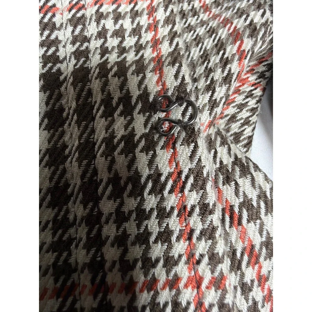 The Fashion Gallery Houndstooth Ruffle Trim Open Front Coat XL Plaid - Picture 9 of 11